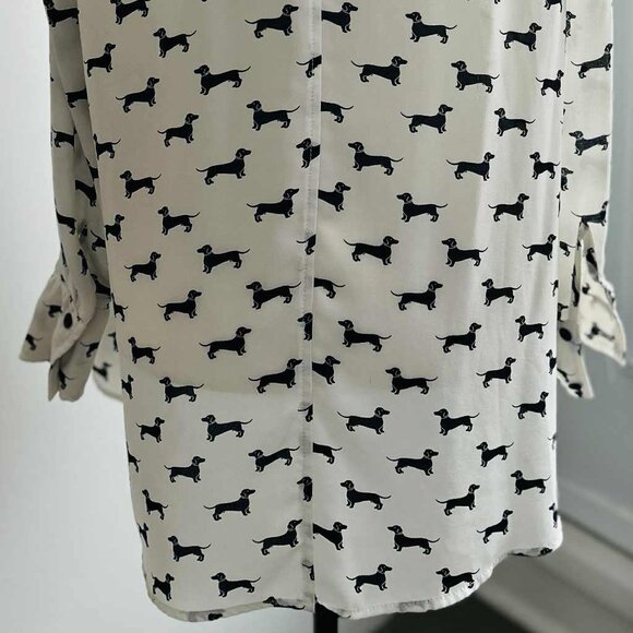 Cartise Ivory & Black Dachshund-Print Lightweight Button Front Blouse – US 4 - Picture 9 of 13